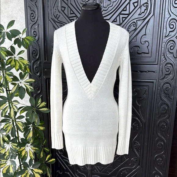 Off-White V-Neck Sweater Dress - Picture 1 of 6